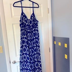 Blue maxi ikat print dress